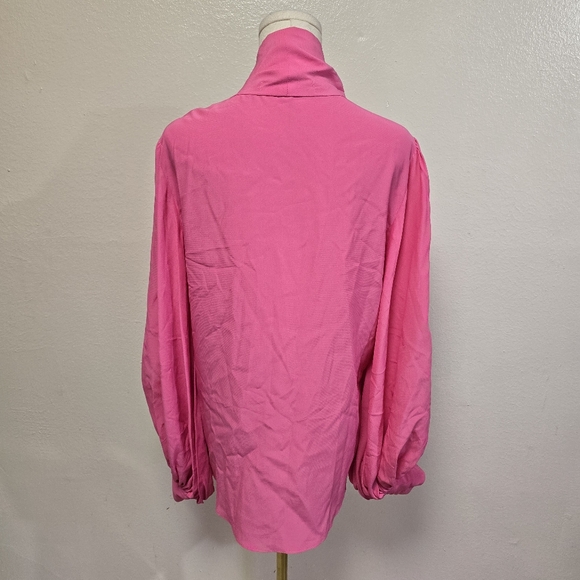 Hunter Bell Farris Silk Tie Neck Blouse Fuschia Size Small - Picture 5 of 8